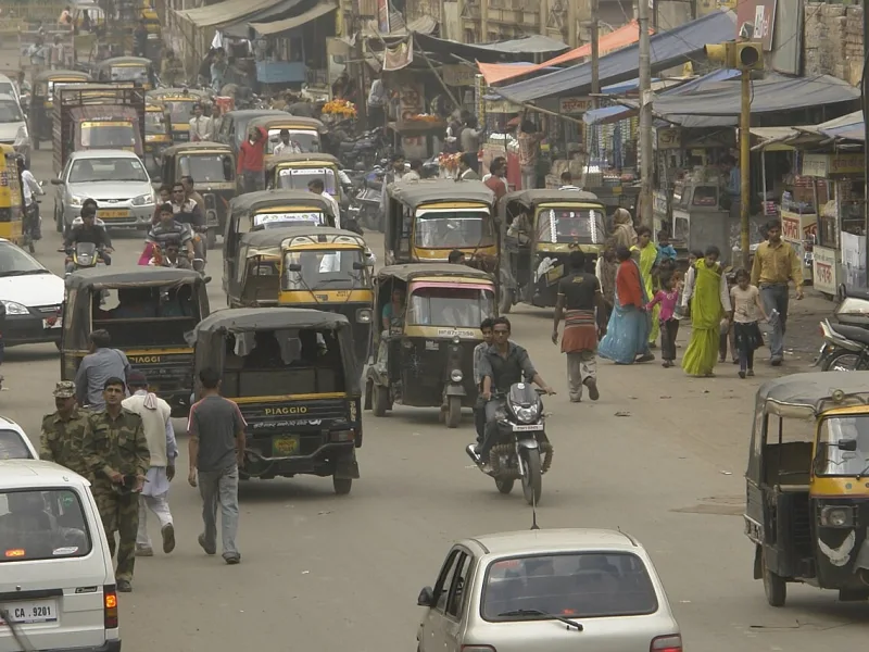 Vehicles on an Indian highway